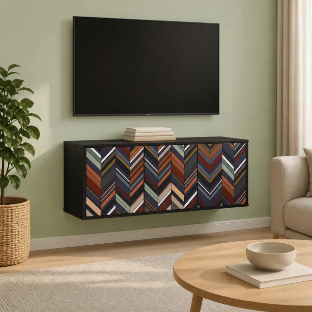 vidaXL Wandgemonteerd tv-meubel OMMEN 102 x 33 x 40 cm Zwart eiken