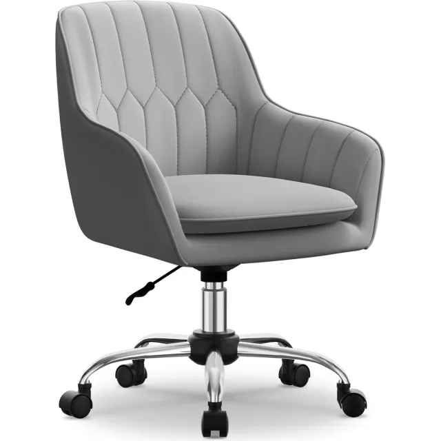 Hiaonyx Bureaustoel-Ergonomische bureaustoel-Eetkamerstoel-Draaistoel-360 graden draaibaar-Metalen onderstel-Donkergroen