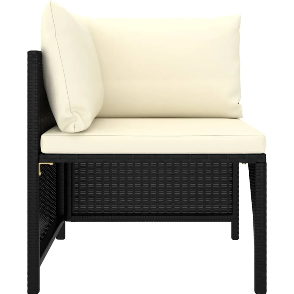 vidaXL 6-delige Loungeset met kussens poly rattan zwart, foto 4