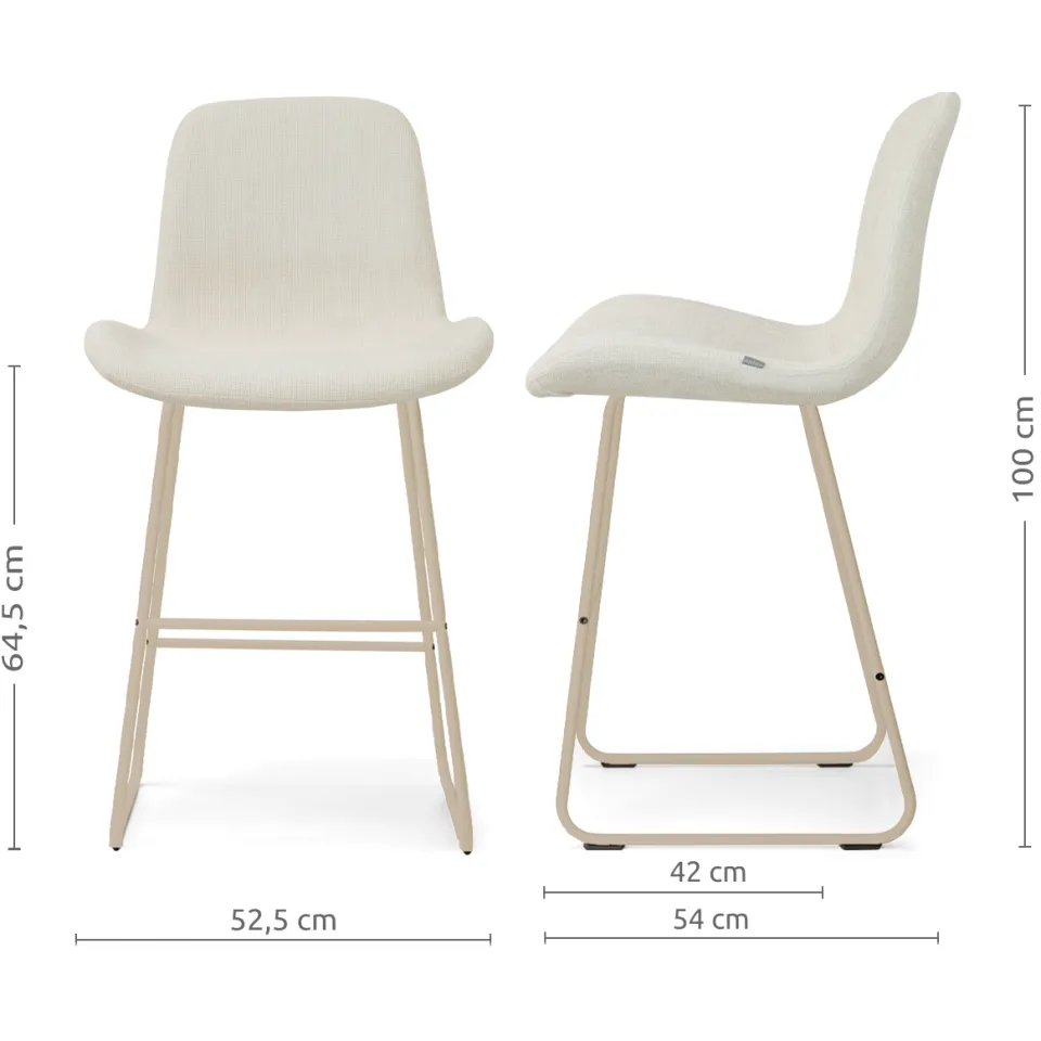 Nolon Nino-Fé barkruk cottonbeige - beige onderstel - 65 cm, foto 2