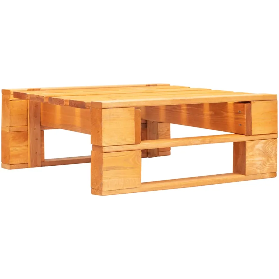 vidaXL Tuinpoef met zandkleurig kussen pallet hout honingbruin, foto 3