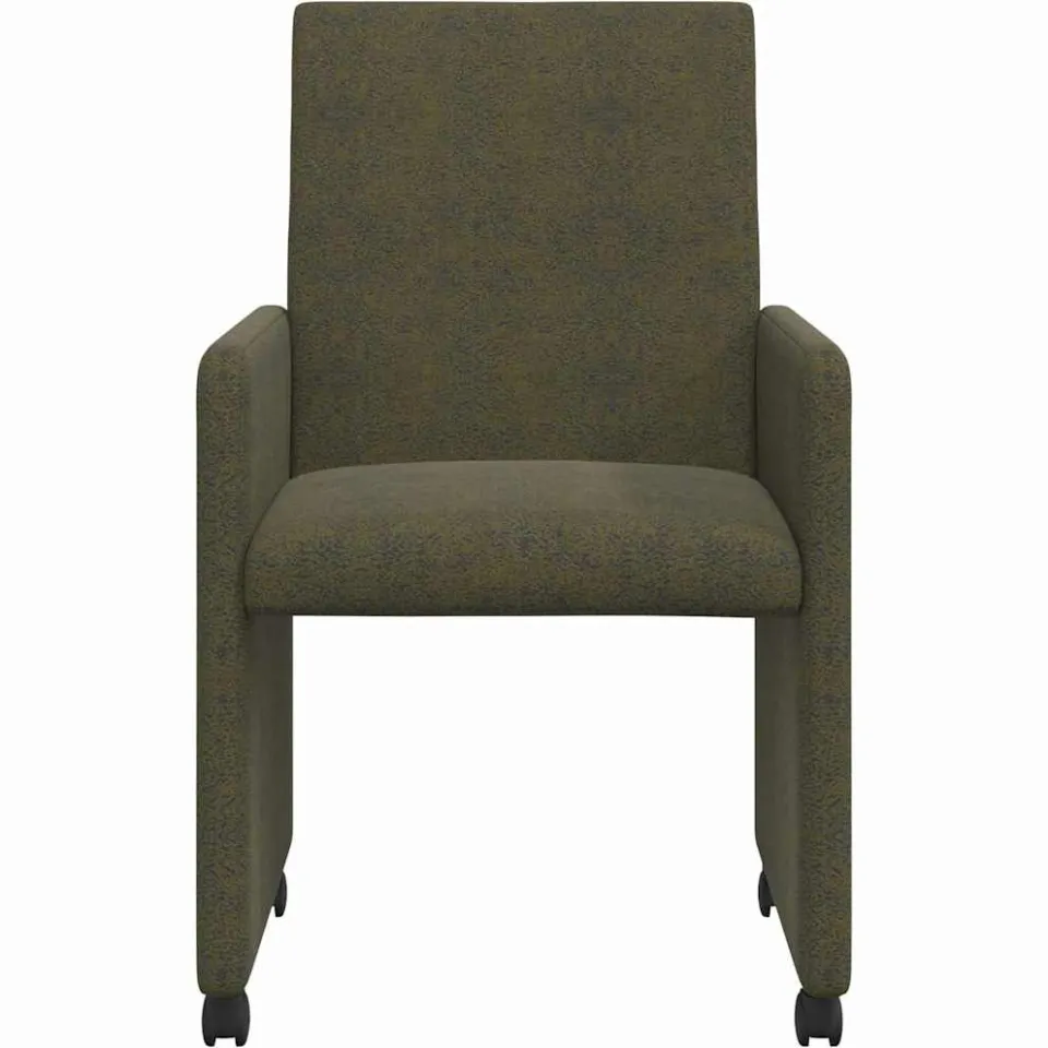vidaXL Eetkamerstoelen met Wieltjes 2 st Faux suede leer Leger groen, foto 4