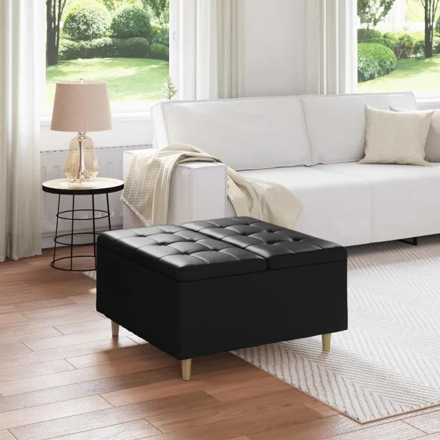 vidaXL Ottoman met Opbergruimte Grijs 80 x 80 x 45 cm Kunstleer