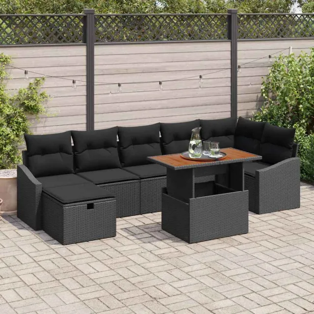 vidaXL Tuin Sofa Set 8 st Zwart poly rattan, foto 2