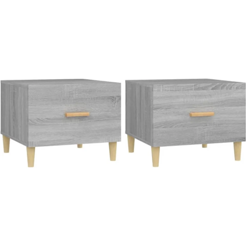 vidaXL Salontafels 2 st 50x50x40 cm bewerkt hout grijs sonoma eiken