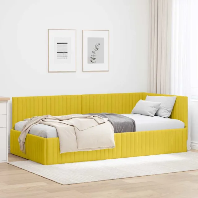 vidaXL Hoekbedframe Geel 100 x 200 cm fluweel