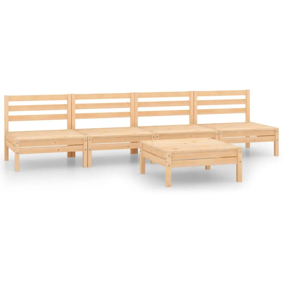 vidaXL 5-delige Loungeset massief grenenhout bruin