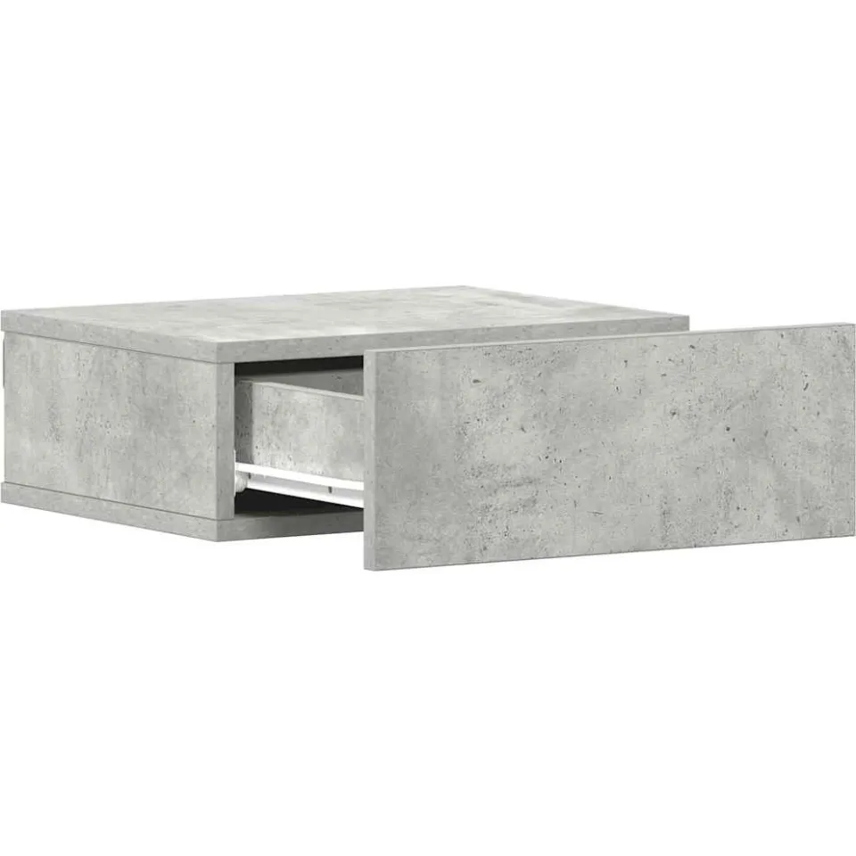 vidaXL Nachtkastje zwevend 40x30x15 cm bewerkt hout betongrijs grijs, foto 4