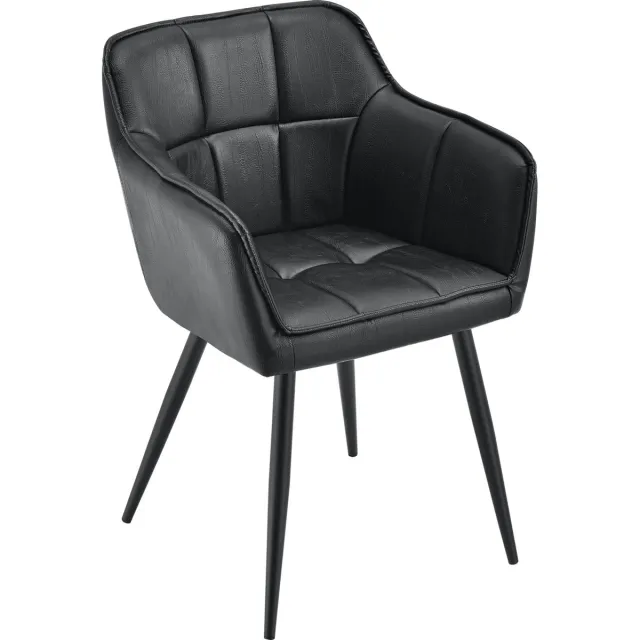 en.casa Eetkamerstoel Birmingham set van 2 fauteuils 81x57x53 cm zwart [en.casa] zwart 2x