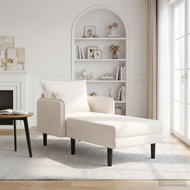 vidaXL Grote chaise longue Crèmekleurig Bouclé
