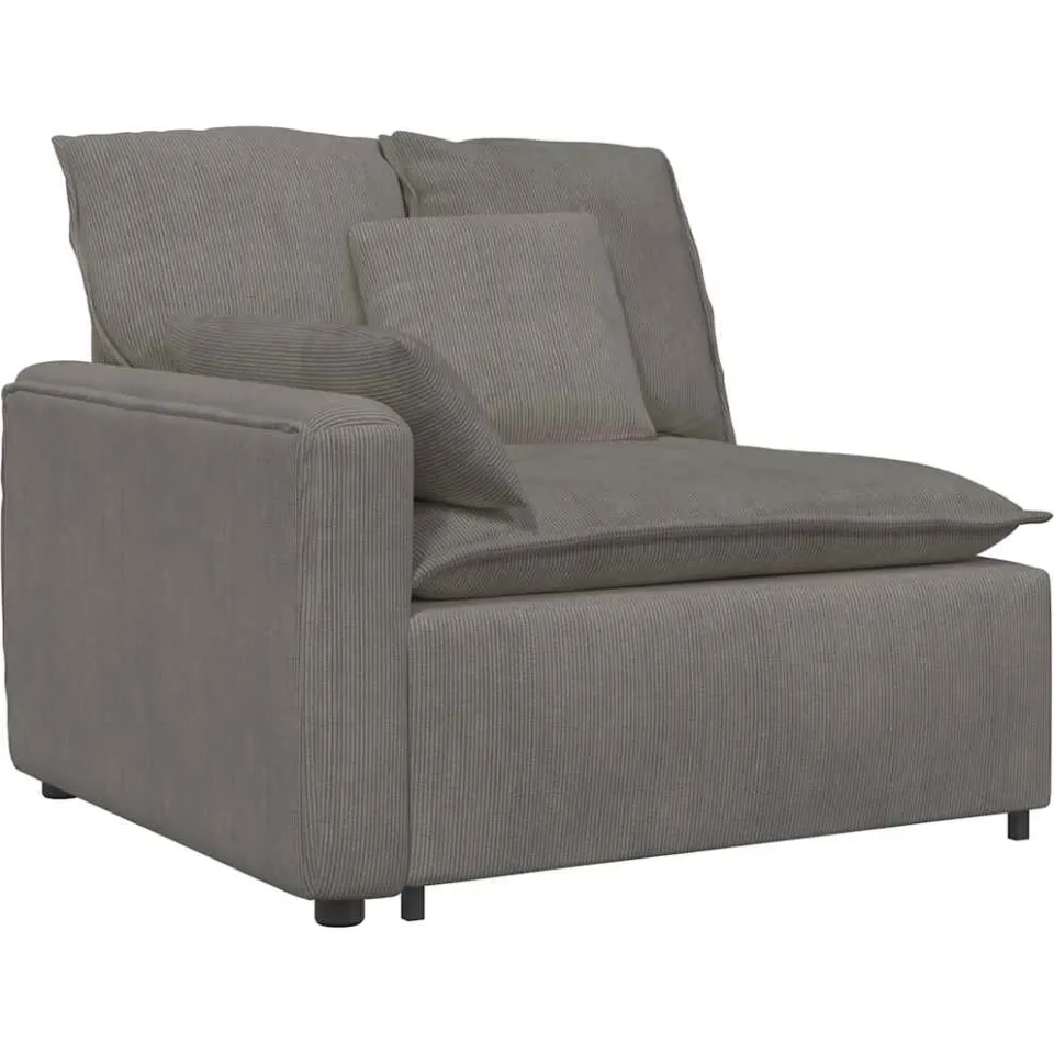 vidaXL Modulaire bank met kussens corduroy stof lichtgrijs grijs, foto 2