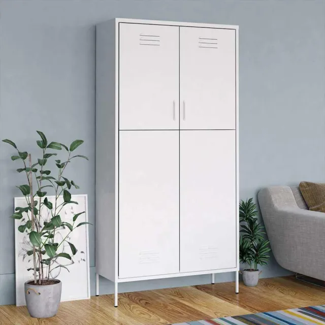 vidaXL Kledingkast 90x50x180 cm staal wit, foto 2