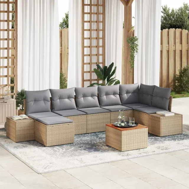 vidaXL Tuin Sofa Set 8 st beige en lichtgrijs, foto 2