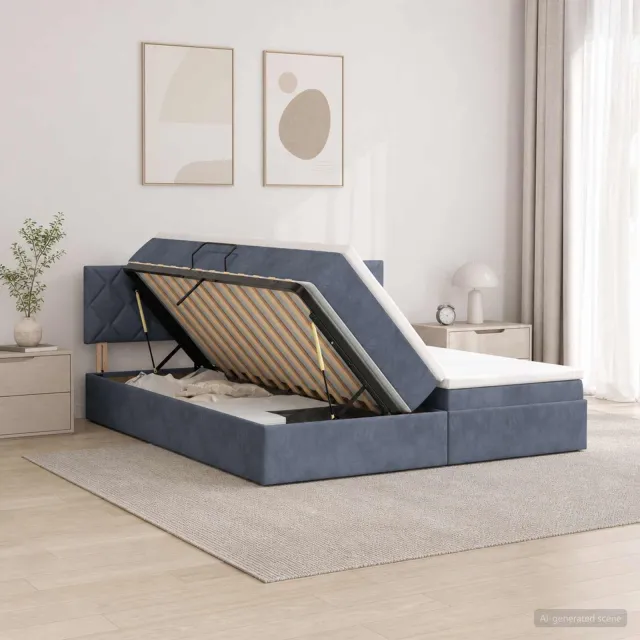 vidaXL Opslag bed met hoofdeinde 2 st Donkergrijs