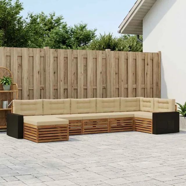 vidaXL Buiten bankenset 7 st 7-zits Natuurlijk en Beige