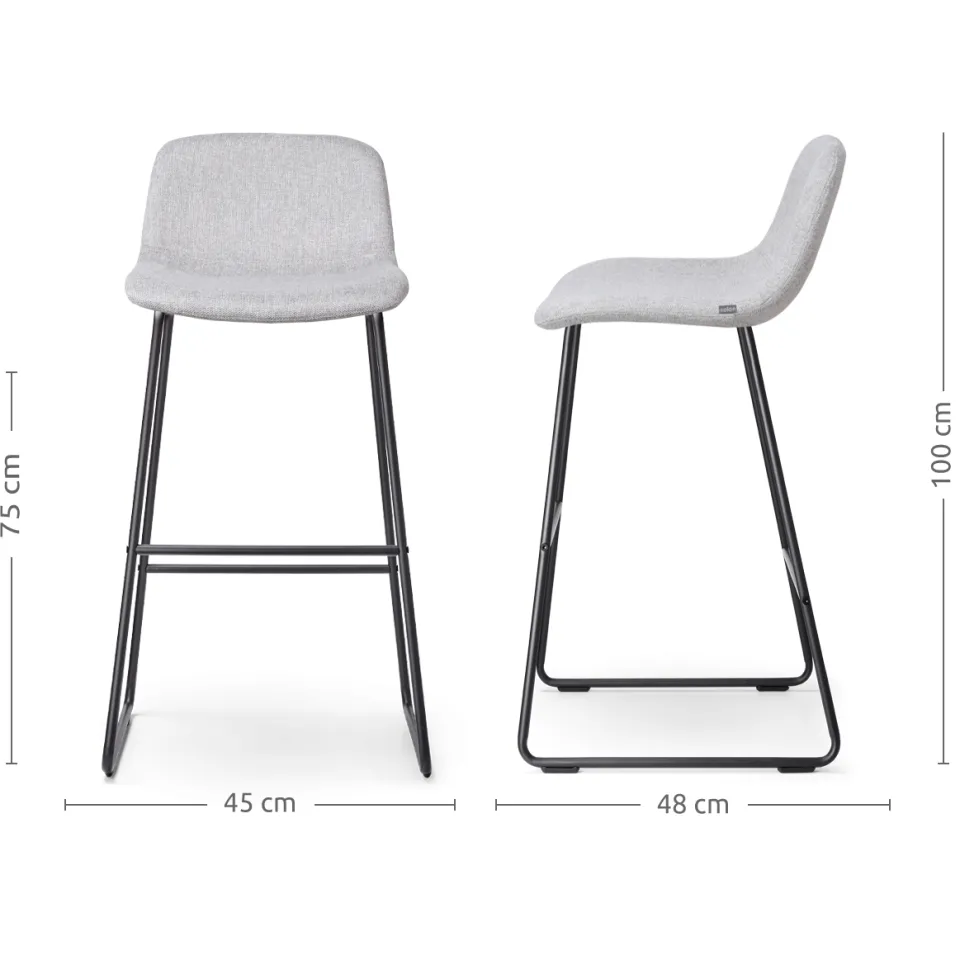 Nolon Nino-Mats barkruk lichtgrijs - zwart onderstel - 75 cm, foto 3