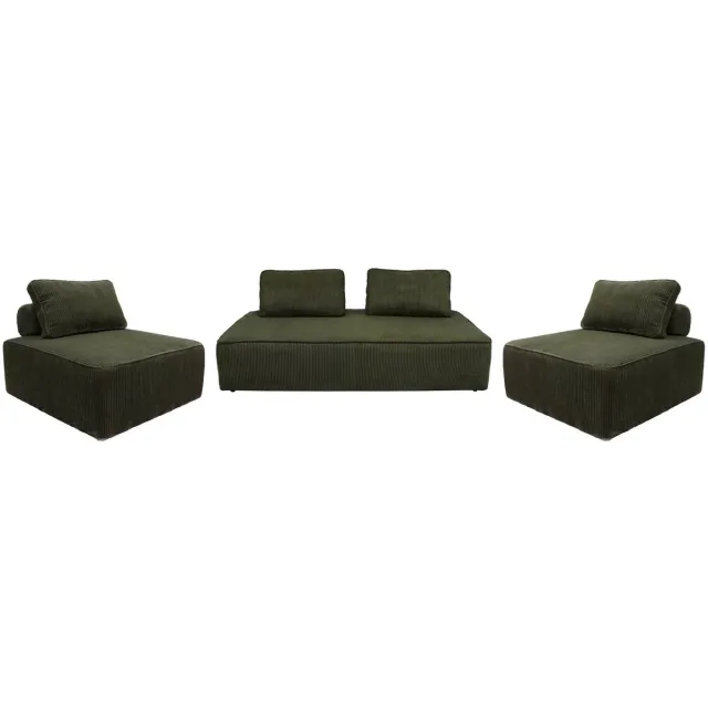 sweeek Set fauteuils voor modulaire 4-zits bank corduroy - lao Donkergroen