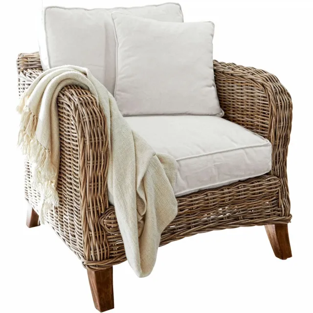 Loberon Fauteuil Colroy bruin/wit