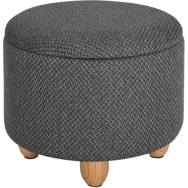 Klarven Opbergkruk Donkergrijs - Opbergpoef - Opbergkrukje - Opbergruimte Stool - Gewatteerde zitting, extra stevig, opvouwbaar - Opbergruimte 21,5L - B39xd39xh33cm
