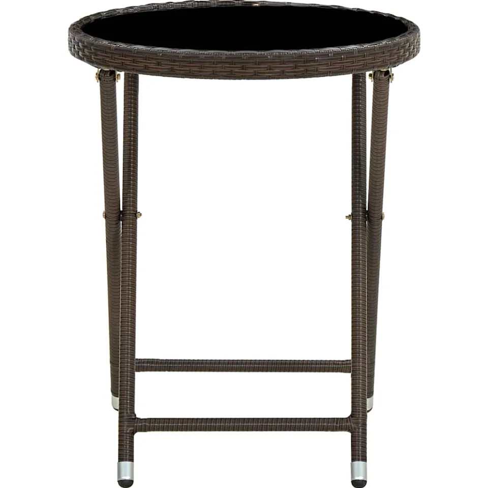 vidaXL Salontafel 60 cm poly rattan en gehard glas bruin, foto 2