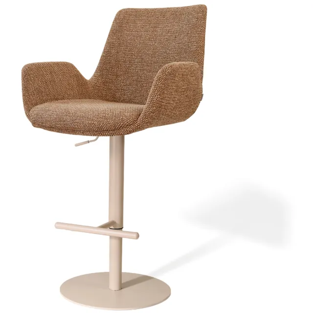 Nolon Niva-Eef draaibare tulp barkruk bruin blend - verstelbaar - beige onderstel, foto 2