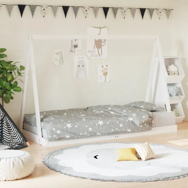 vidaXL Kinderbedframe 90x200 cm massief grenenhout wit, foto 2