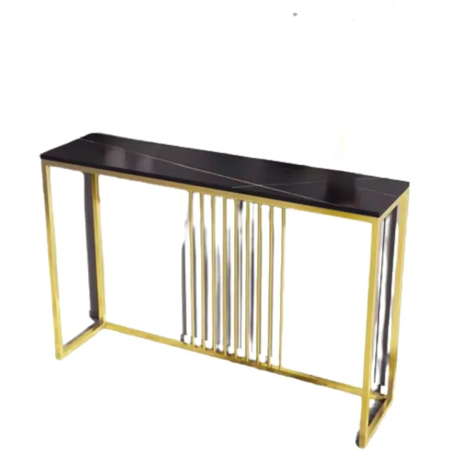 Bolt Edge Marquise Consoletafel - Haltafel - Wandtafel - Emerald look - Sidetable - 120cm - Zwart en goud