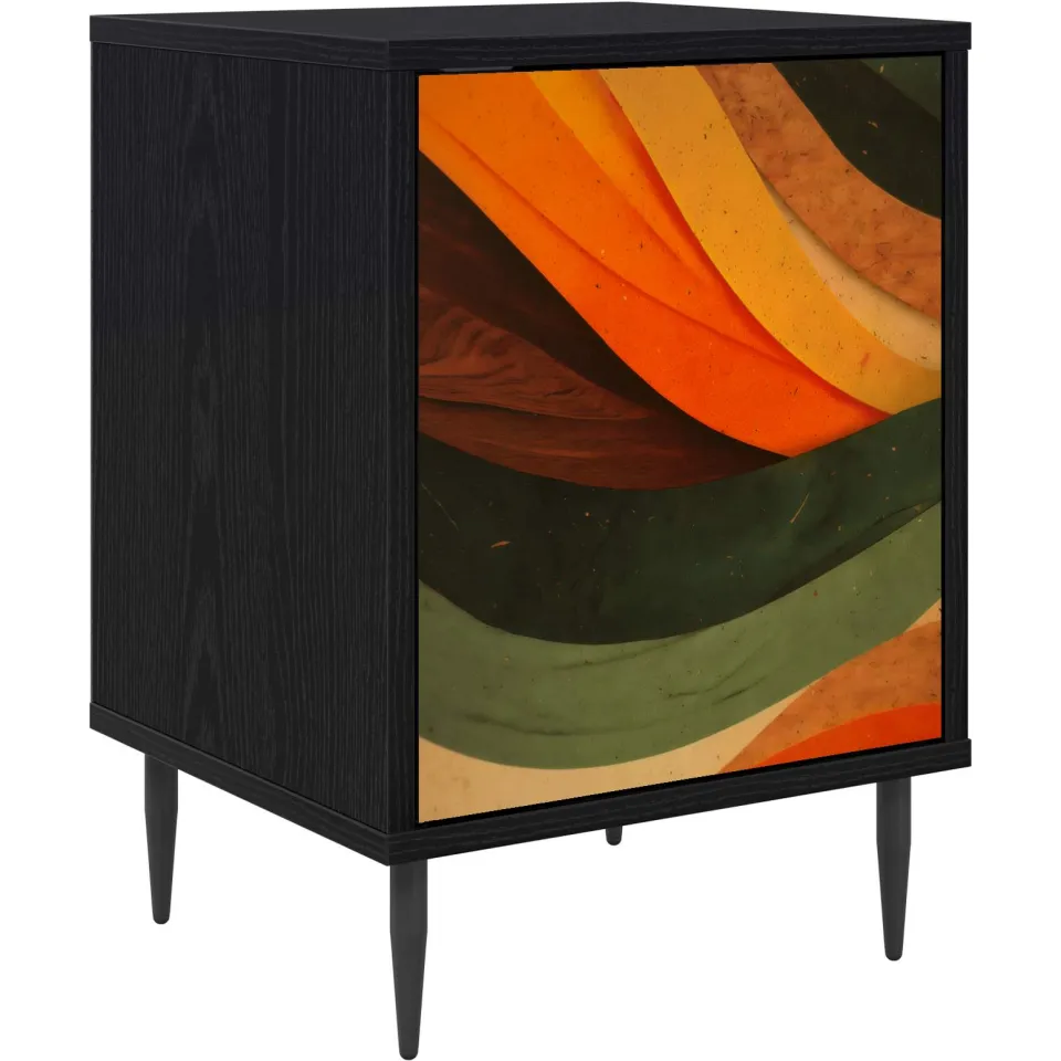 vidaXL Nachtkastje BONN Zwart eiken 36 x 33 x 51 cm Bewerkt hout, foto 3