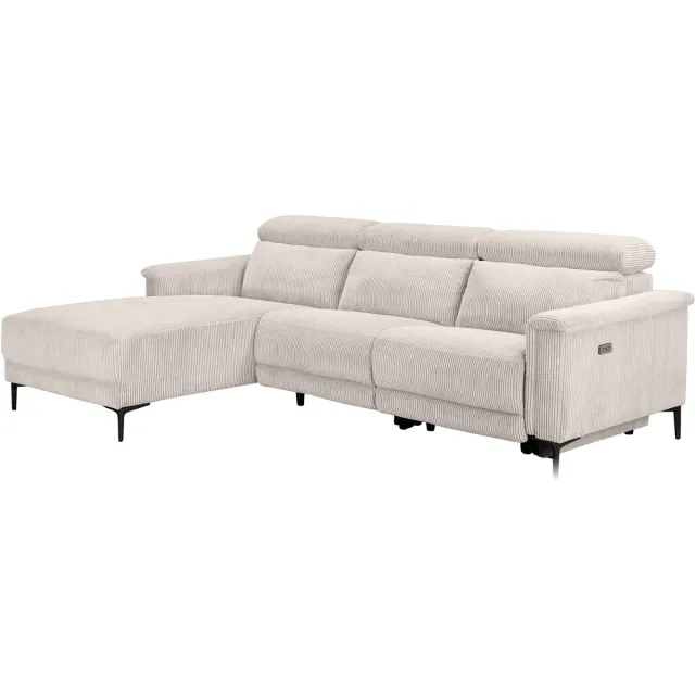 Notio Living Lund-Hoekbank - Elec. Relax - Crème Corduroy Wit