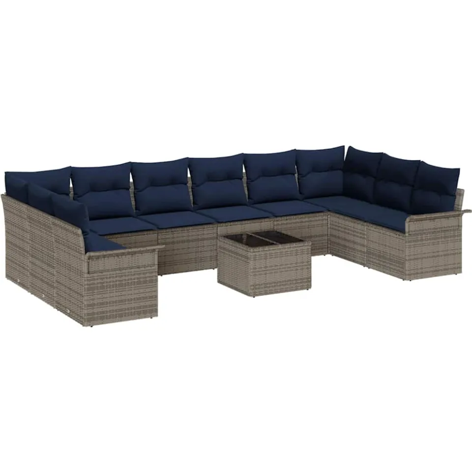 vidaXL Tuin Sofa Set 11 st Grijs poly rattan