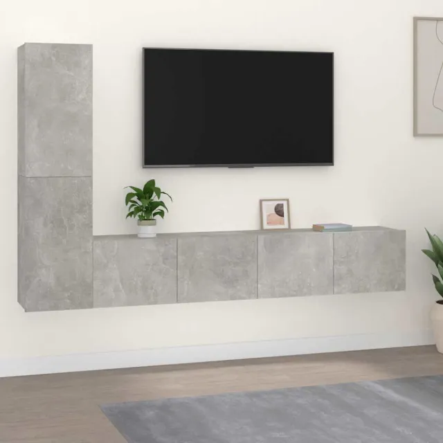 vidaXL 4-delige Tv-meubelset bewerkt hout betongrijs grijs, foto 2