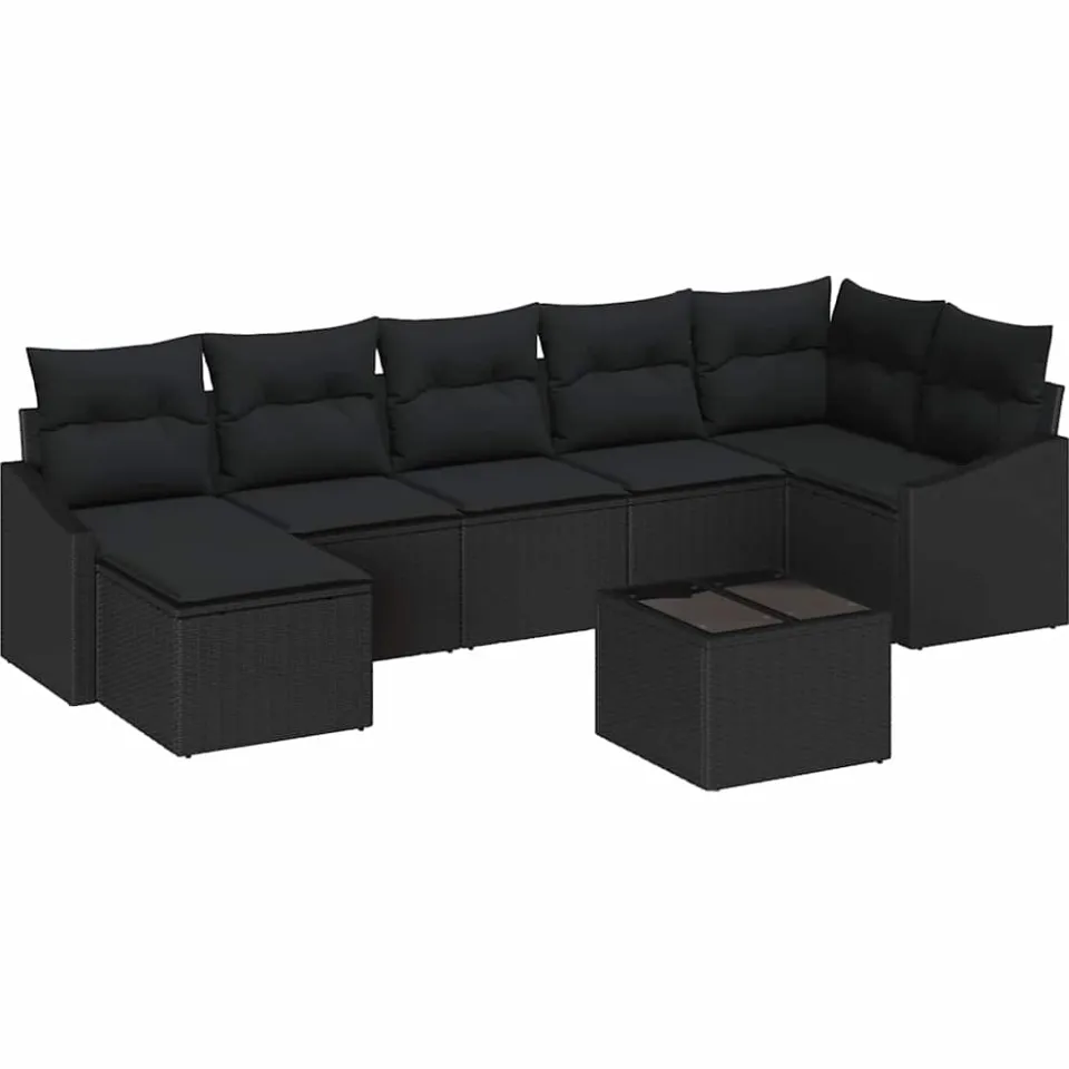 vidaXL Tuin Sofa Set 8 st Zwart poly rattan