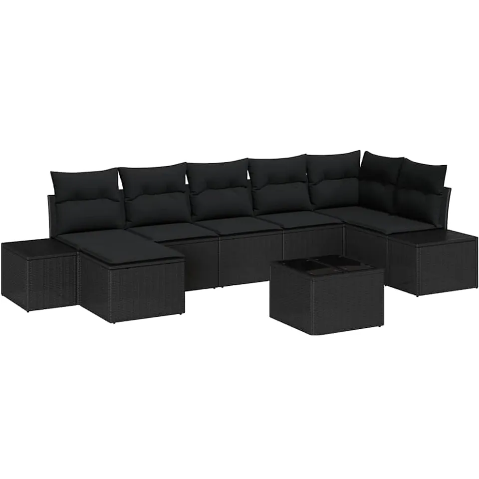 vidaXL Tuin Sofa Set 7 st Zwart poly rattan