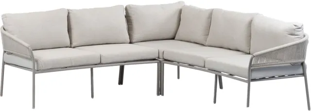 Normin Hoek loungeset Elvira | 3-delig | 5 personen | Beige/Camel | Rope & aluminium Camel, Beige