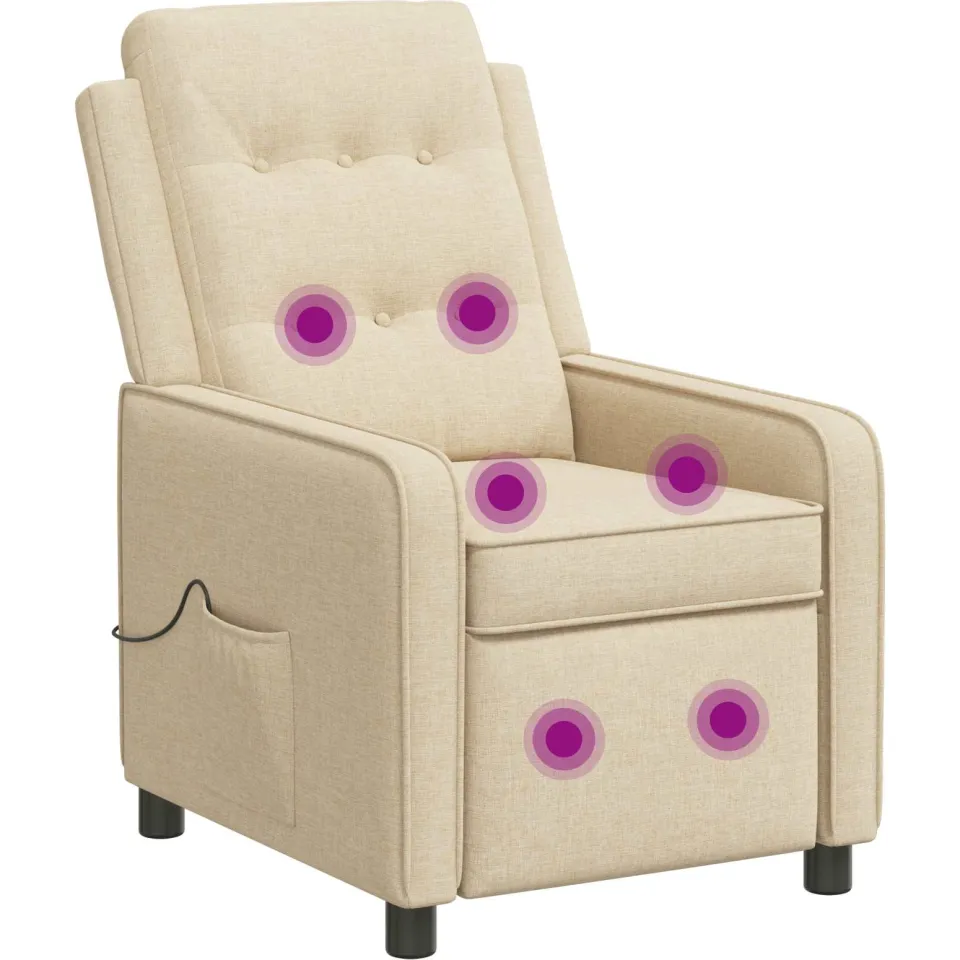 vidaXL Massage-relaxstoel Crèmekleurig 65 x 93 x 102 cm Stof