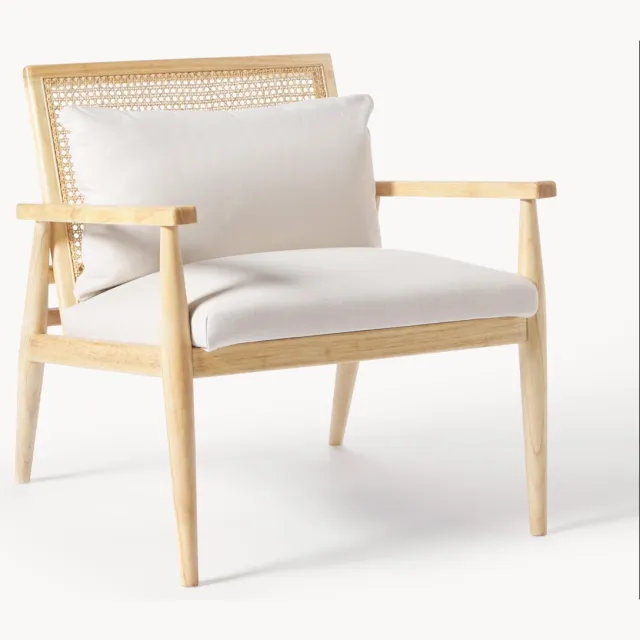 Westwing Collection Loungefauteuil Manuell van rubberhout Wit