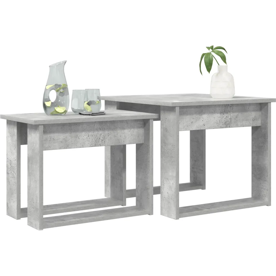 vidaXL Koffietafel Set 2 st Beton Grijs 50 x 52 x 42 cm Bewerkt hout