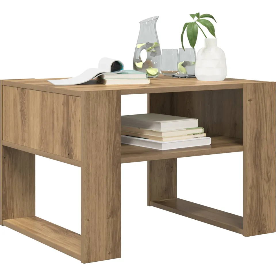 vidaXL Salontafel Artisan Eiken 66 x 53 x 45 cm Bewerkt hout Bruin