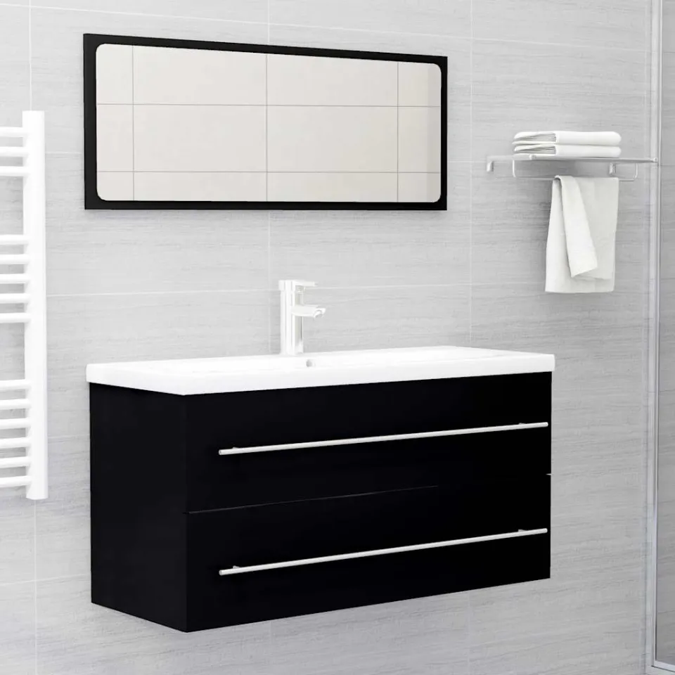 vidaXL 804719 Wastafelkast 100x38,5x48 cm bewerkt hout zwart, foto 3