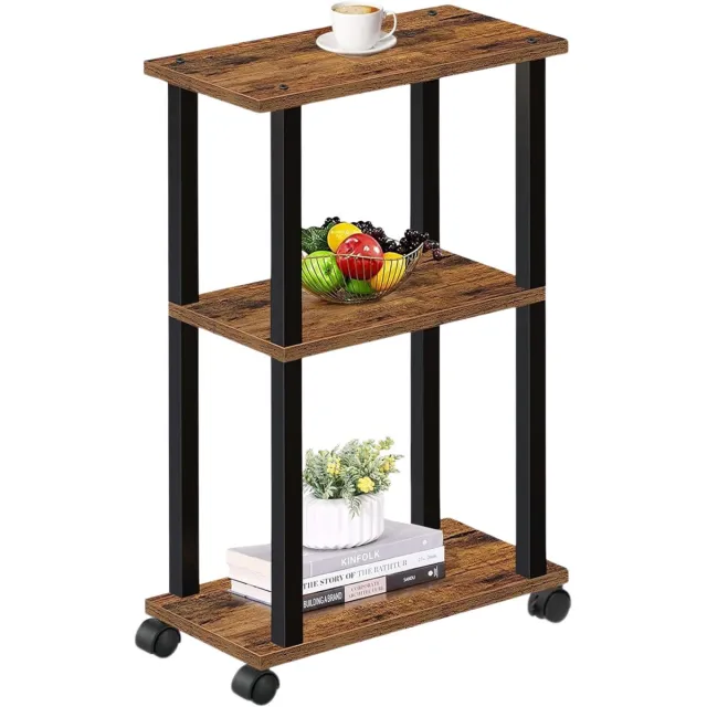 Acaza Bijzettafel - Tafeltje - Vintage Bruin - 40 x 20 x 62 cm (L x B x H) - Tafel Industrieel - Banktafel - Bijzettafels