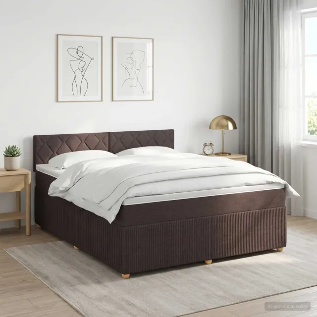 vidaXL Boxspringbed met matras Donkerbruin 160 x 200 cm Stof