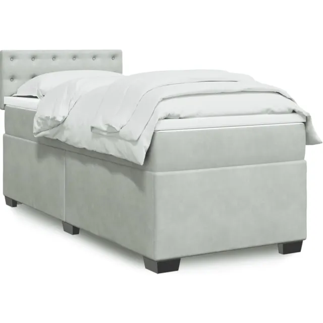 vidaXL Boxspring met matras fluweel lichtgrijs 80x200 cm grijs