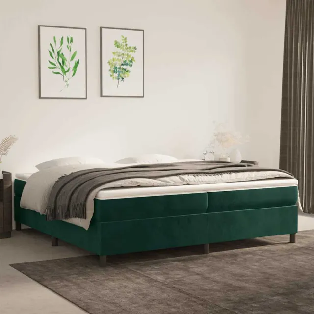 vidaXL Boxspring met matras fluweel donkergroen 200x200 cm groen