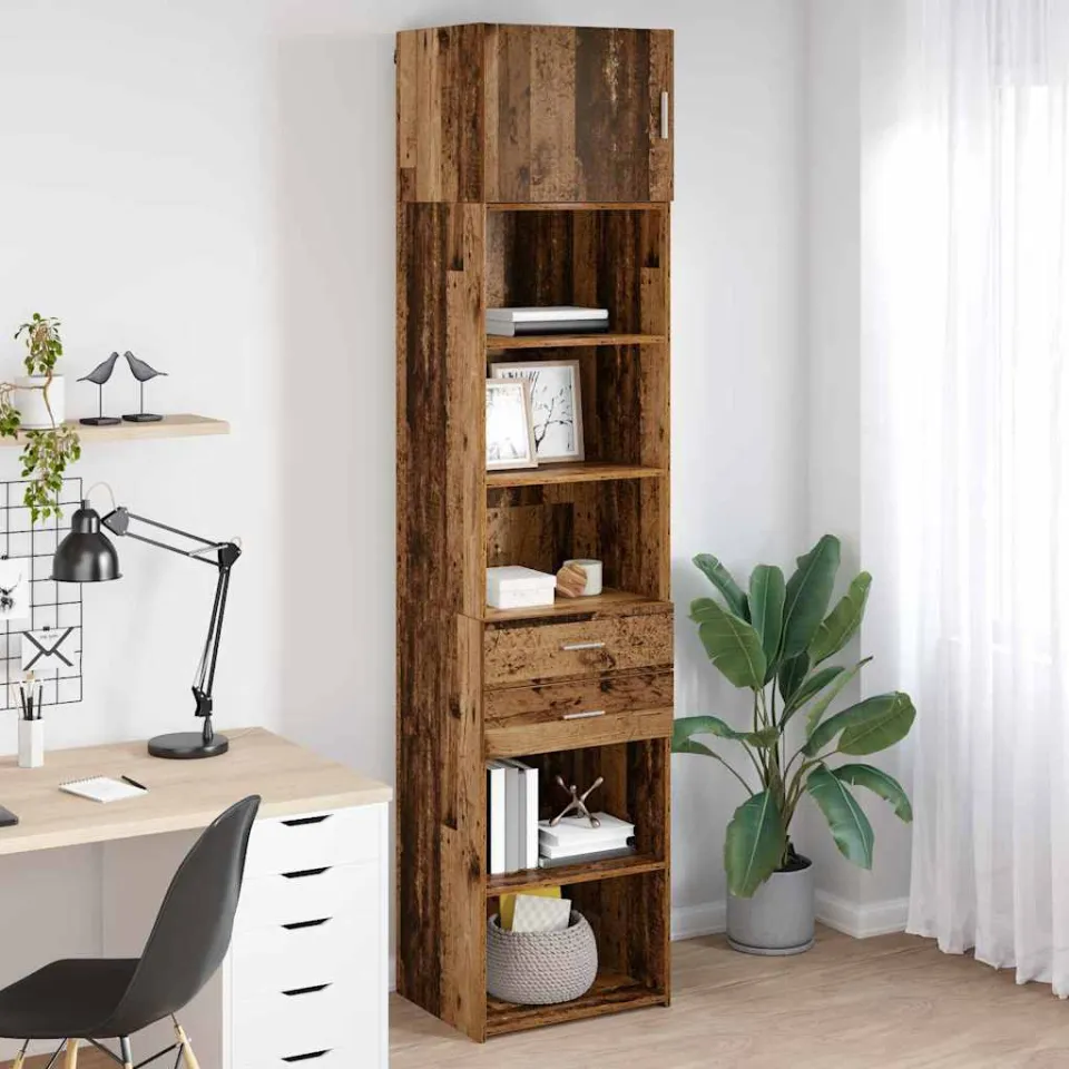 vidaXL Highboard Oud Hout 50 x 42,5 x 225 cm Bewerkt hout bruin, foto 4