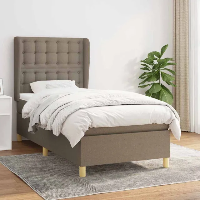 vidaXL Boxspring met matras stof taupe 90x200 cm