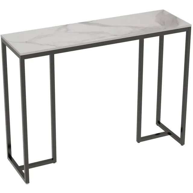 Stervia Consoletafel - Haltafel - Gangtafel - Bijzettafel - Salontafel - Marmeren Print - Belastbaarheid 30 KG - Zwart/Wit - 100 x 30 x 78,5 cm