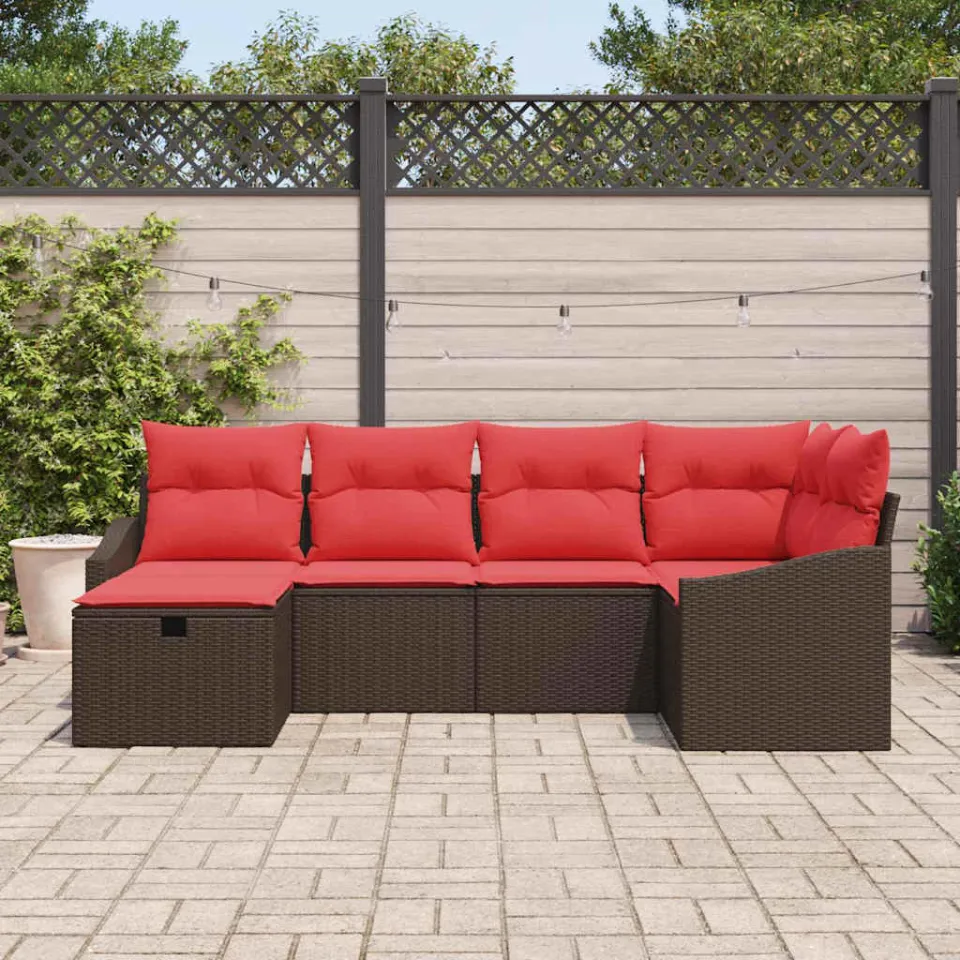 vidaXL Bankstel 6 st Bruin poly rattan, foto 2