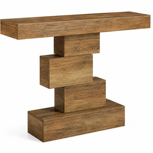 ITRONIQ Console Tafel 108 CM - Moderne Haltafel Voor Gang en Woonkamer - Smalle Sidetable Met Geometrisch Frame - Bruin