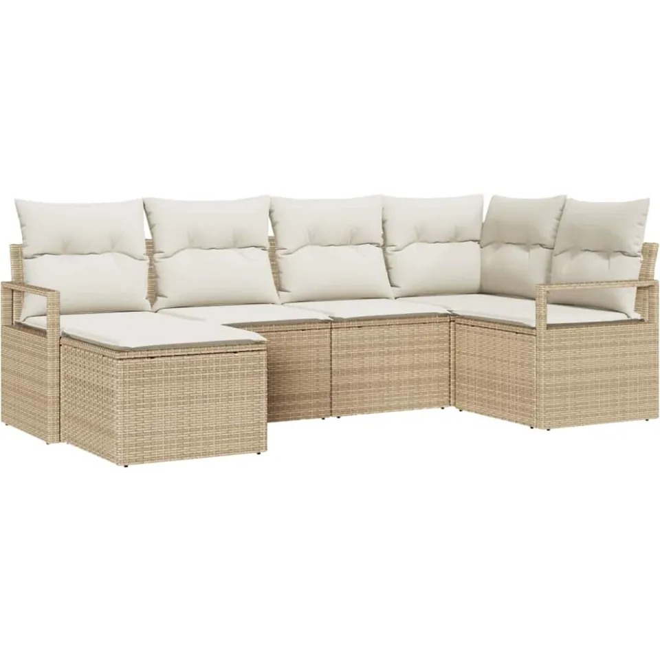 vidaXL Bankstel 6 st Beige poly rattan