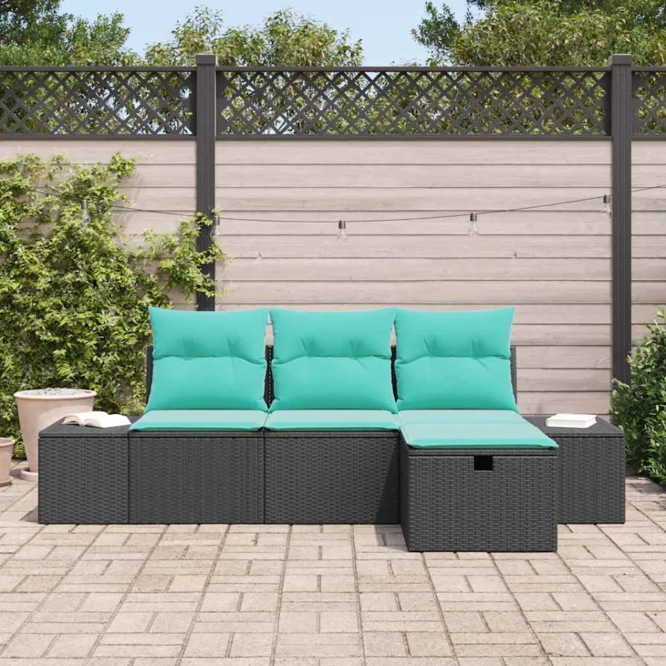 vidaXL Tuin Sofa Set 4 st poly rattan beige, foto 3